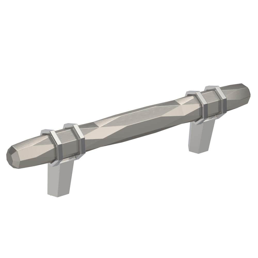 Amerock London 3-3/4 inch (96mm) Center-to-Center Satin Nickel/Polished Chrome Cabinet Pull