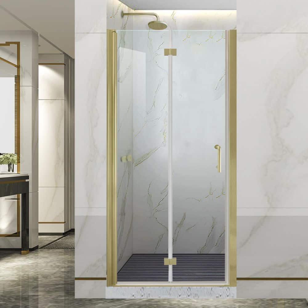 Lonni 34-35.9 in.W x 72 in.H Bi-Fold Frameless Shower Door with 1