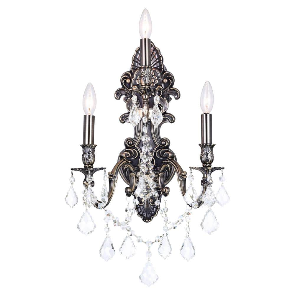 CWI Lighting Brass 3 Light Wall Sconce With Antique Brass Finish