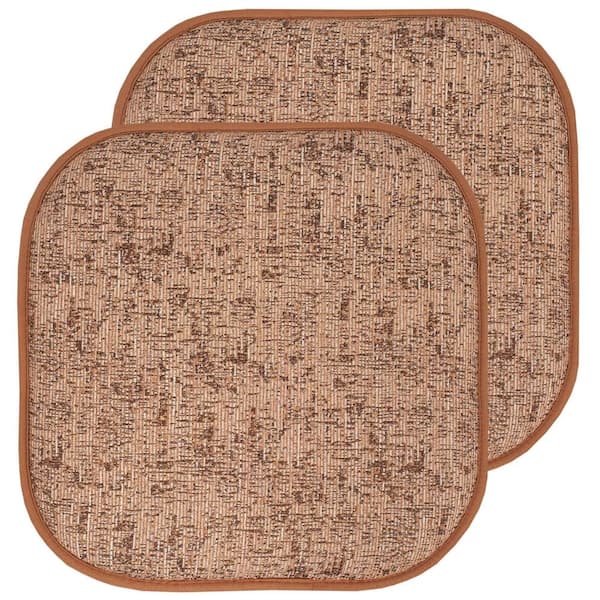 Sweet Home Collection Broadway Square Memory Foam 16 in.x16 in. Non-Slip Back, Chair Cushion (2-Pack), Rust/Brown