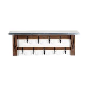 Millwork 40'' Double Row Hook Shelf - Wood/Zinc