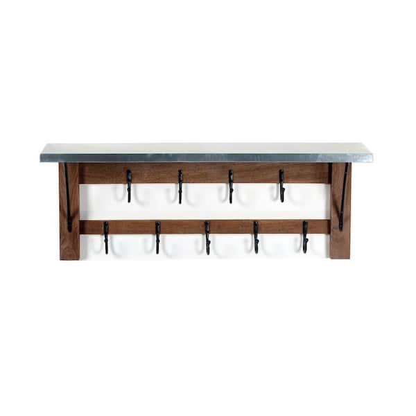 Alaterre Furniture Millwork 40" Double Row Hook Shelf - Wood/Zinc