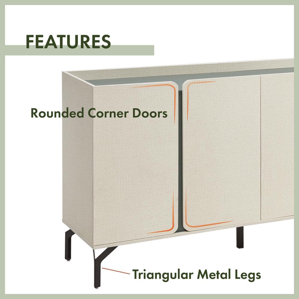 Chandra 60" Cream Weave Composite Buffet Sideboard with Adjustable Shelves