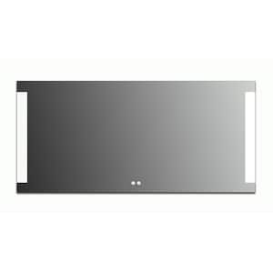 Honfleur 60 in. W x 28 in. H Large Frameless Rectangular LED Wall Mounted Bathroom Vanity Mirror in Clear