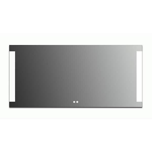 Honfleur 60 in. W x 28 in. H Large Frameless Rectangular LED Wall Mounted Bathroom Vanity Mirror in Clear