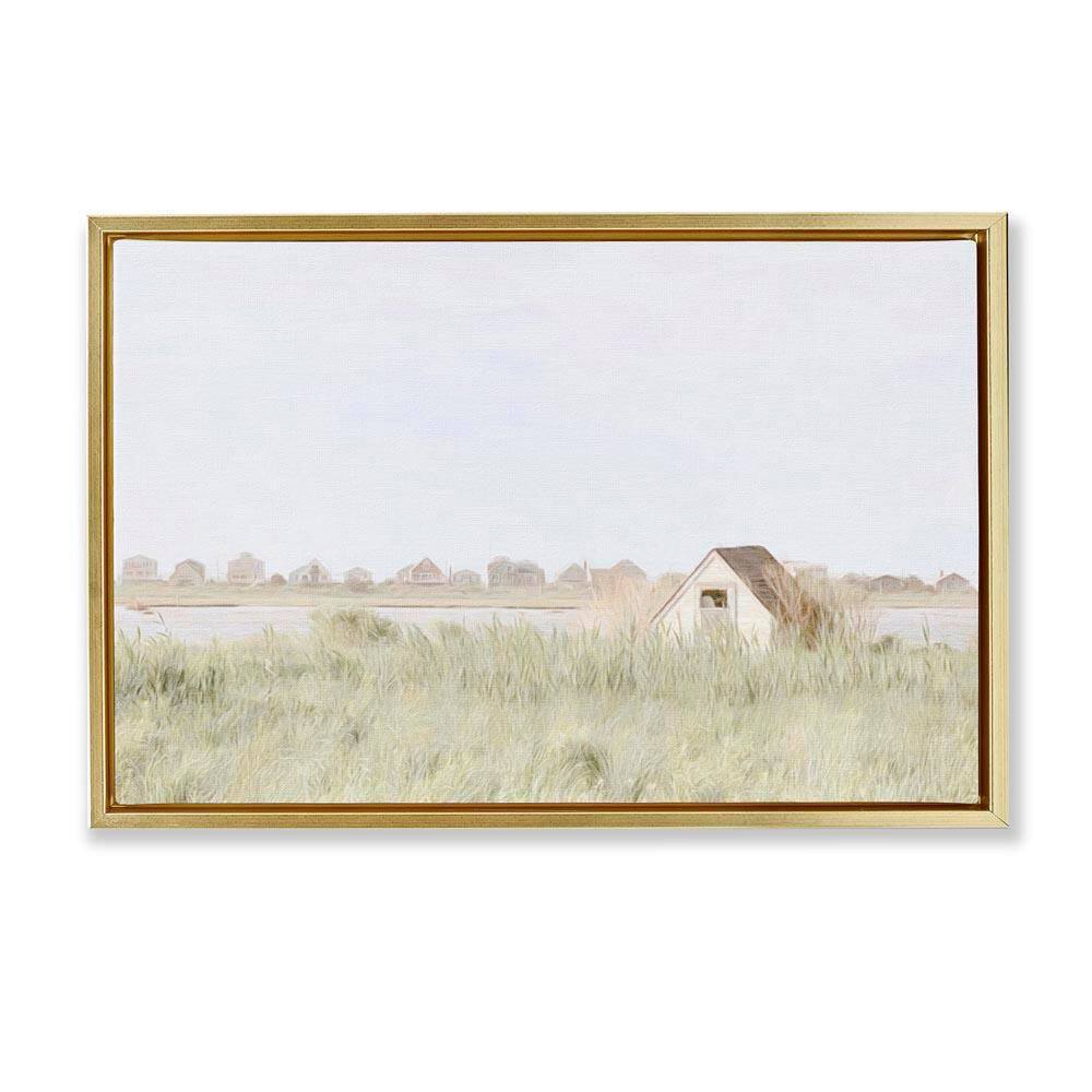Swaying Grass By Cottage by Graffi tee Studios Gold Floater Frame Nature Graphic Art Print 21 in. x 31 in. price history on PriceWatchPro