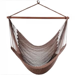 4 ft. Caribbean Hammock Swing Chair with Detachable Metal Bar, 330 LBS Weight Capacity in Saddle Brown