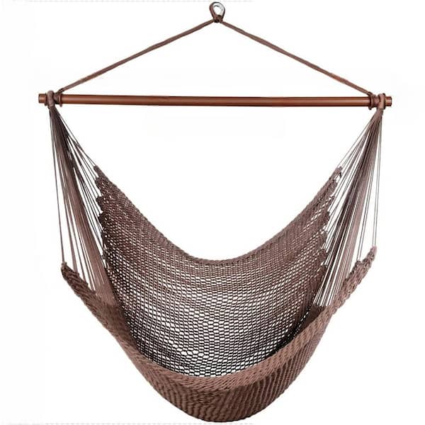Unbranded 4 ft. Caribbean Hammock Swing Chair with Detachable Metal Bar, 330 LBS Weight Capacity in Saddle Brown