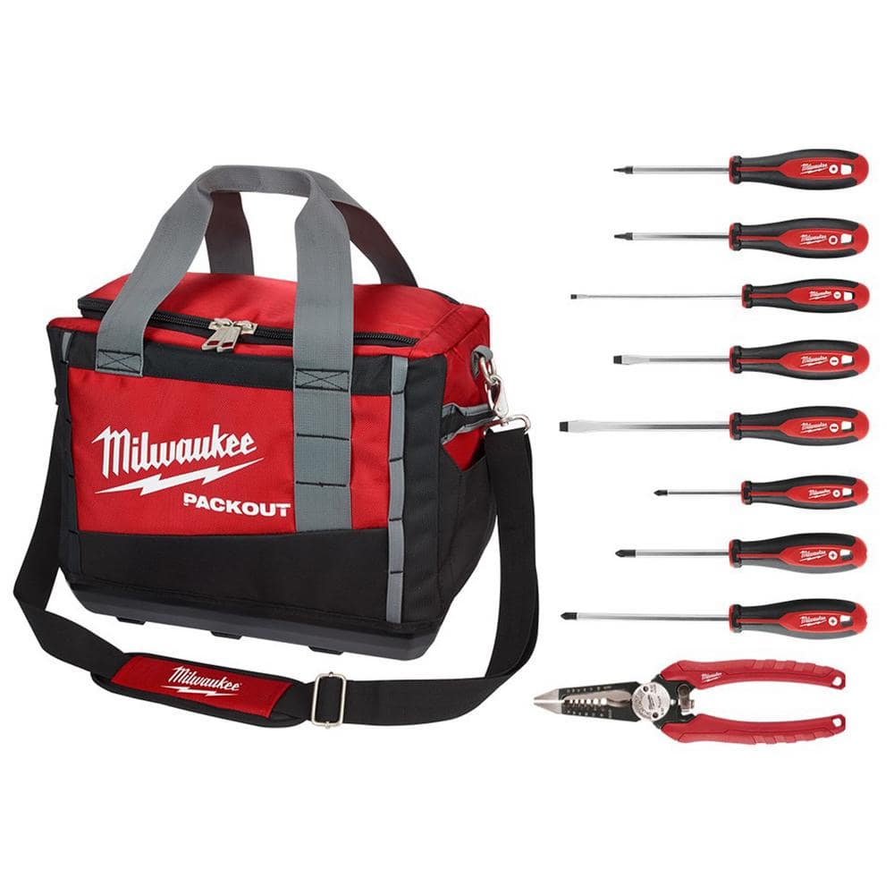 15 in. PACKOUT Tool Duffle Bag with 6-in-1 Wire Strippers Pliers and Screwdriver Set (10-Piece) price history on PriceWatchPro