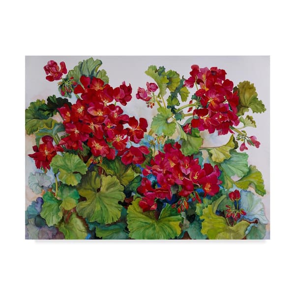 Trademark Fine Art Joanne Porter Deep Red Geraniums Canvas Unframed Photography Wall Art 24 in. x 32 in