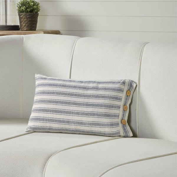 Market Place Blue Fabric Pillow Cover 21Lx12W