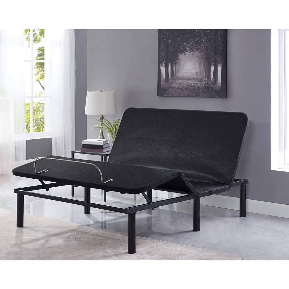 15" Black Metal Twin XL Adjustable Bed Frame with Wireless Remote