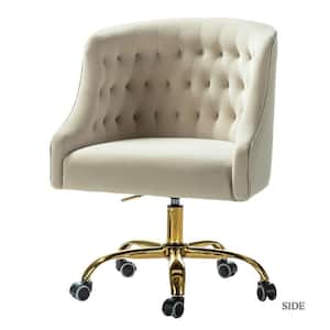 Lydia 24.5 in. Mid-Century Modern Tan Velvet Tufted Hand-Curated Task Chair