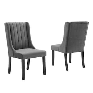 Renew Gray Upholstered Parsons Performance Velvet Dining Chairs - Set of 2