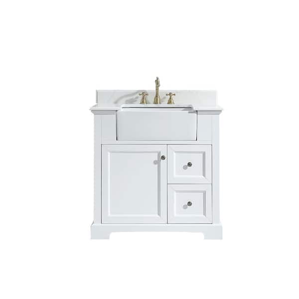ROSITA 36 in. W x 22 in. D x 35 in. H Bathroom Vanity White Quartz