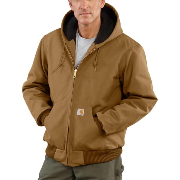 Carhartt Men's Extra Large Tall Brown Cotton Flannel Lined Duck Active Jacket - The Home Depot