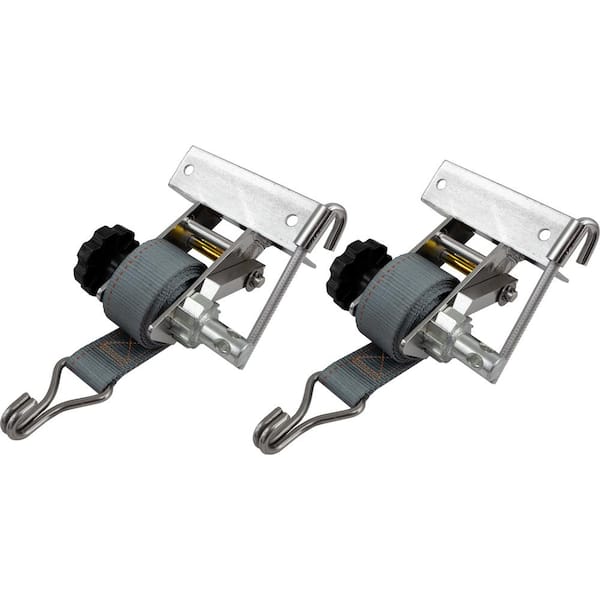 1-1/2 Inch x 7 Foot Stainless Steel Ladder Rack Ratchet Tie Down Angle Mount with Double J Hooks