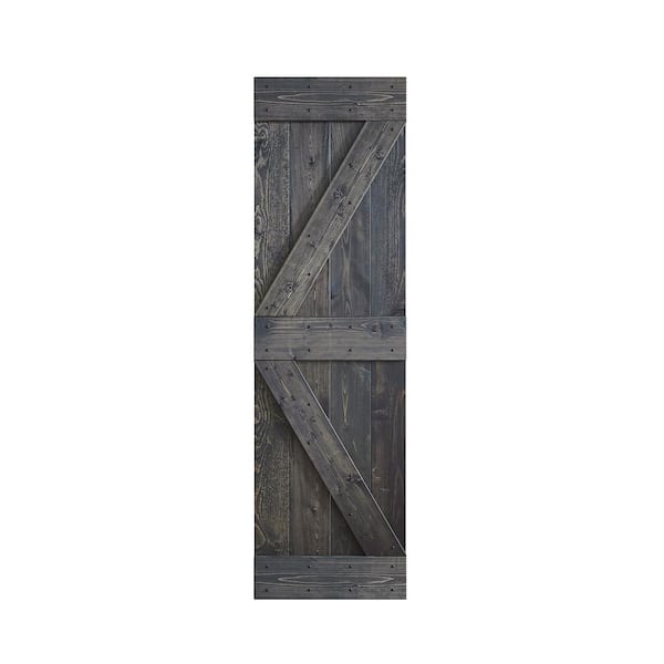 COAST SEQUOIA INC K Series 24 in. x 84 in. Carbon Gray DIY Knotty Pine Wood Barn Door Slab