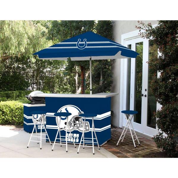 Best of Times Indianapolis Colts 6-Piece All-Weather Patio Bar Set with 6 ft. Umbrella