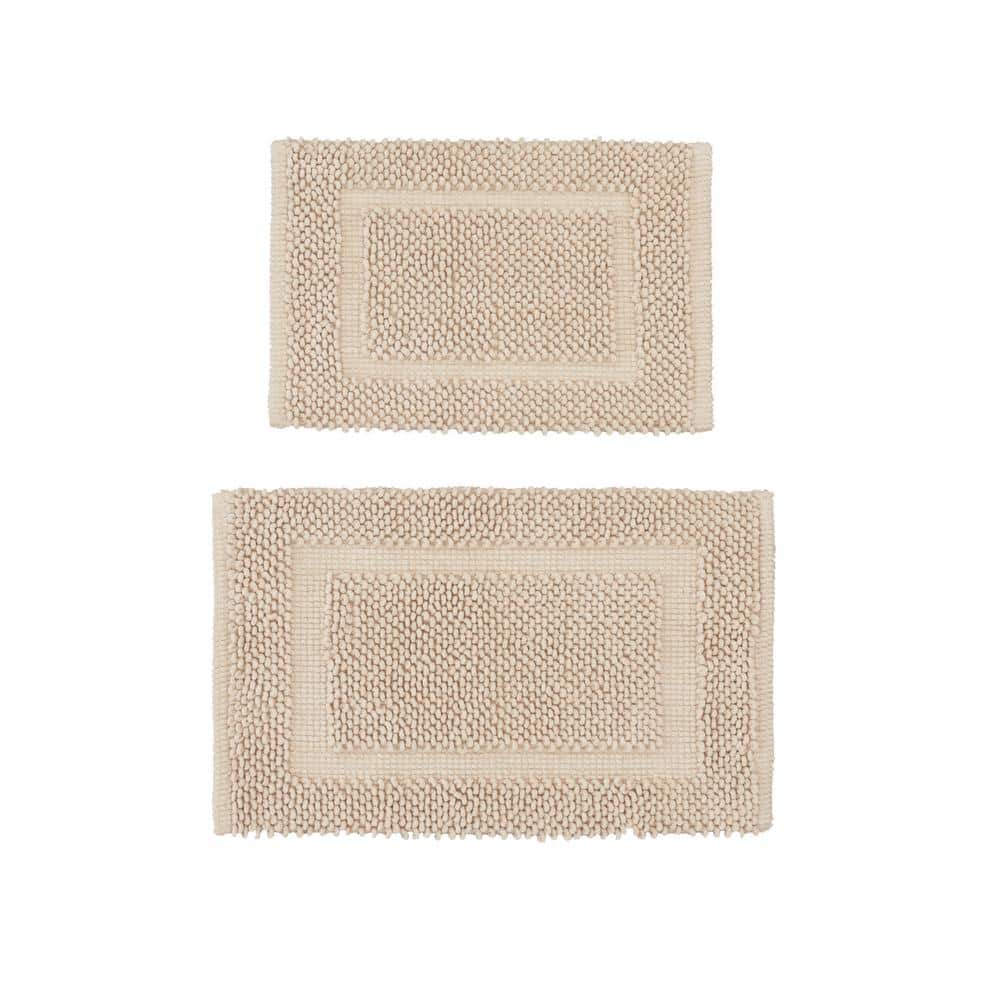 Ivory Cotton Chenille Non-Slip Bath Mat Set 20" x 32"