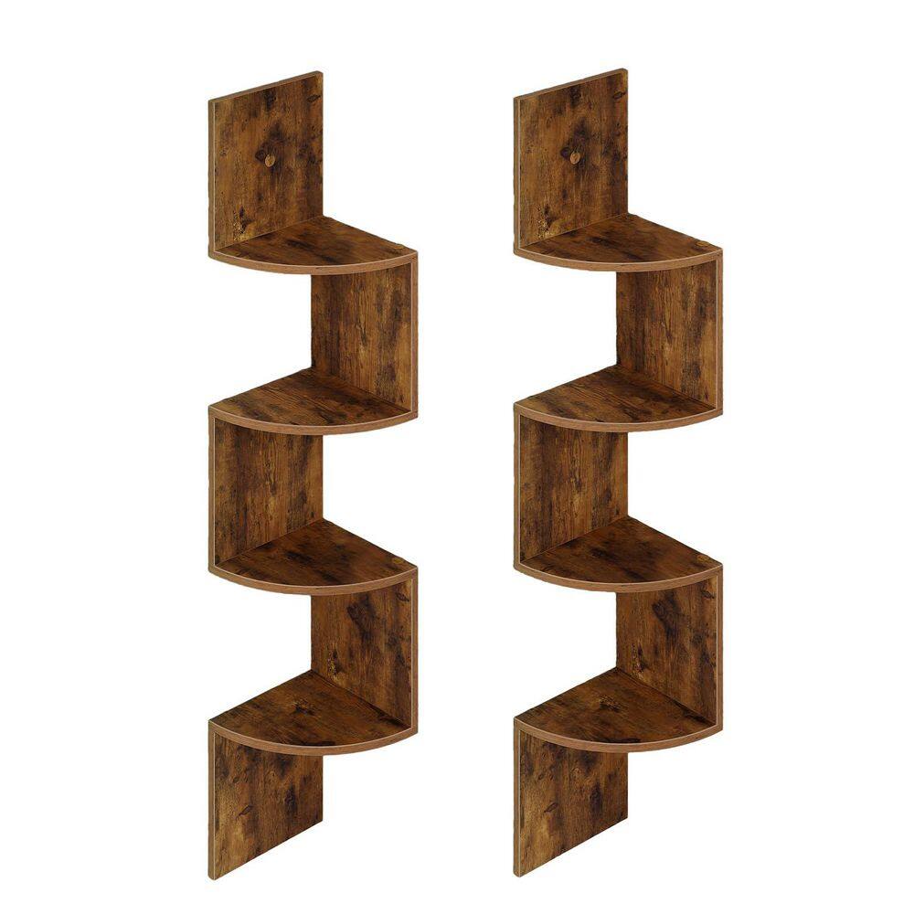 24 in. W x 24 in. D x 24 in. H Rustic Brown Assembled Floating Corner Shelves Set of 2 with 4-Tier Storage Living Room price history on PriceWatchPro