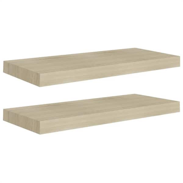 Cubilan 9.3 in. x 23.6 in. x 1.5 in. 2 pcs Oak MDF Floating Decorative Wall Shelves