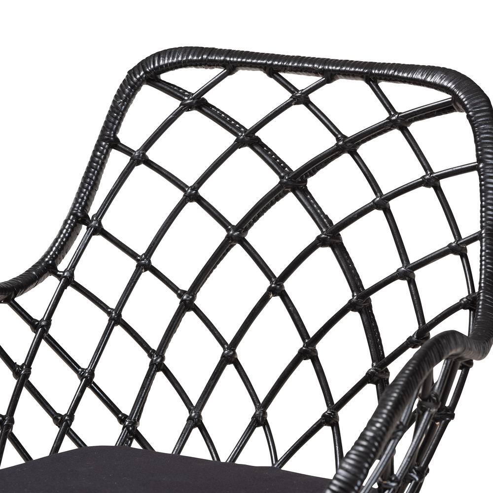Ballerina Black Rattan and Metal Bohemian Dining Chair Set