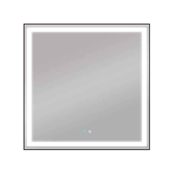 Unbranded 36 in. W x 36 in. H Large Square Frameless Anti-Fog Wall Bathroom Vanity Mirror in Silver, Adjustable 3-Color