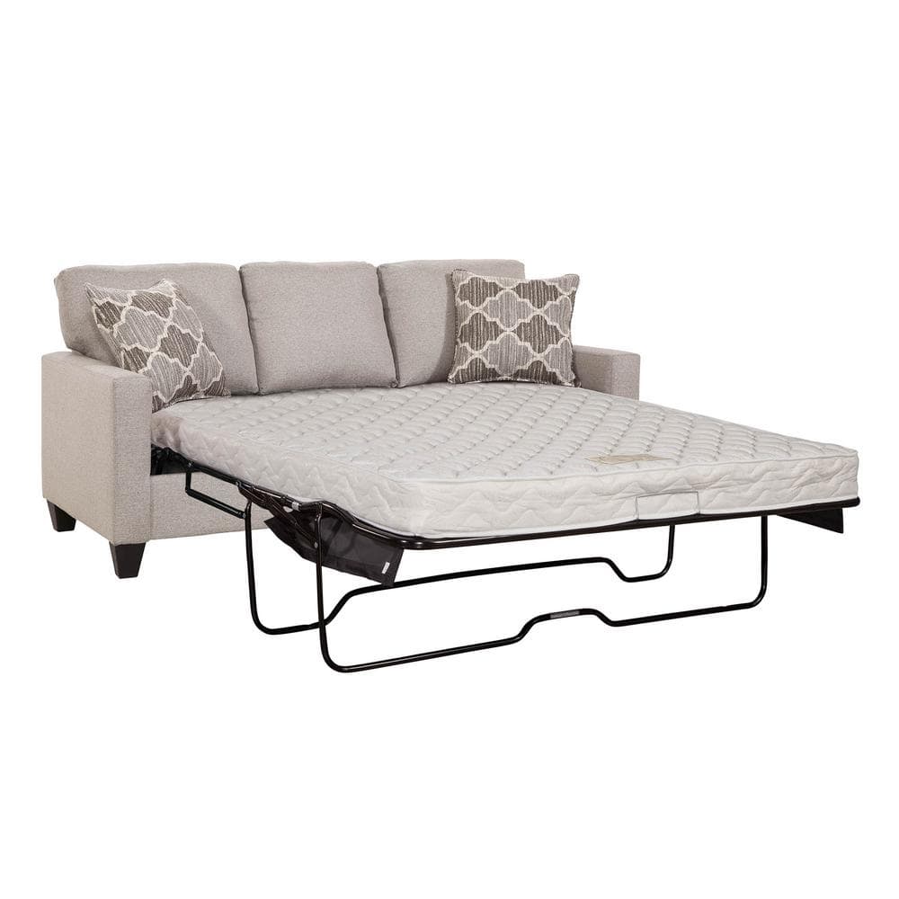Queen Brown Linen Track Arm Sleeper Sofa with Pillows