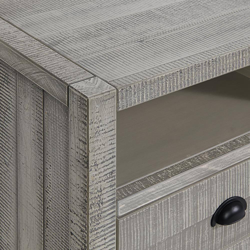 Windsor Driftwood Gray Pine Wood 2-Drawer Nightstand