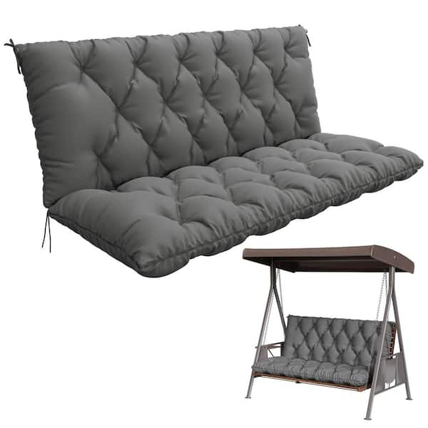 60 in. x 40 in. 2-3 Seater Patio Contoured Replacement Bench Cushion Outdoor Porch Swing Cushion Cushion Light Grey