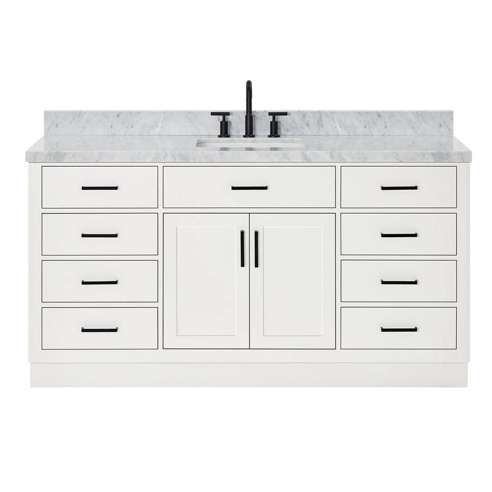Hepburn 67" White Marble Top Freestanding Single Vanity