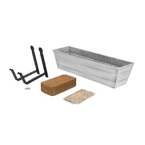 22 in. Small Cape Cod White Galvanized Steel/Wrought Iron Indoor Outdoor Bloom Box Garden Growing Kit with Wall Brackets