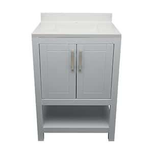 Taos 25 in. W x 19 in. D x 36 in. H Bath Vanity in Gray with White Cultured Marble Top Single Hole