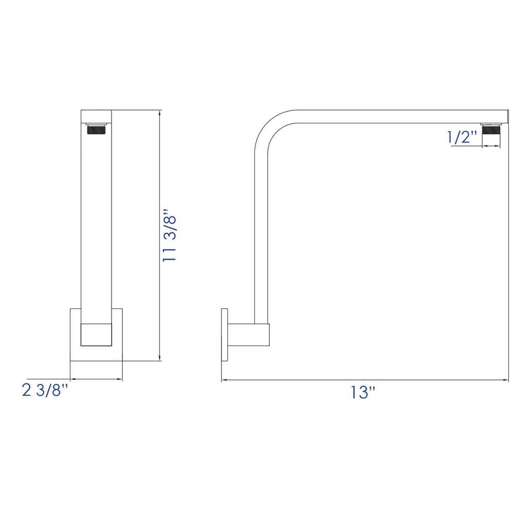 Polished Chrome 13" Wall Mounted Shower Arm