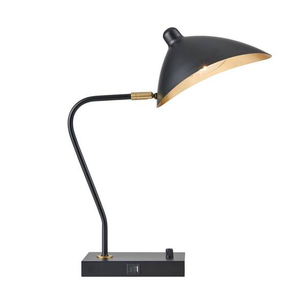 KAWOTI 18.25 in. Black Task Desk Lamp with USB Port, Adjustable