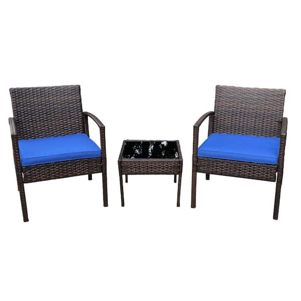 Decor 3 Piece Rattan Bistro Set Chair, Thick Wicker Outdoor Furniture