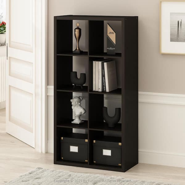 Simple 57.91 in. Tall Dark Oak Wood 8-Cube Bookcase