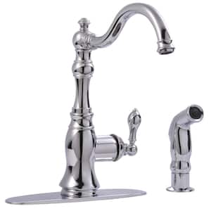 Fontaine Bellver Single Handle Traditional Standard Kitchen Faucet with Side Sprayer in Chrome