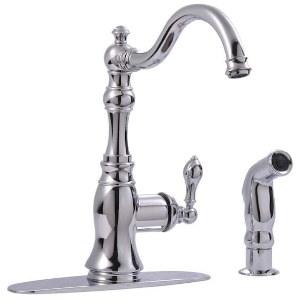 Fontaine by Italia Fontaine Bellver Single Handle Traditional Standard Kitchen Faucet with Side Sprayer in Chrome