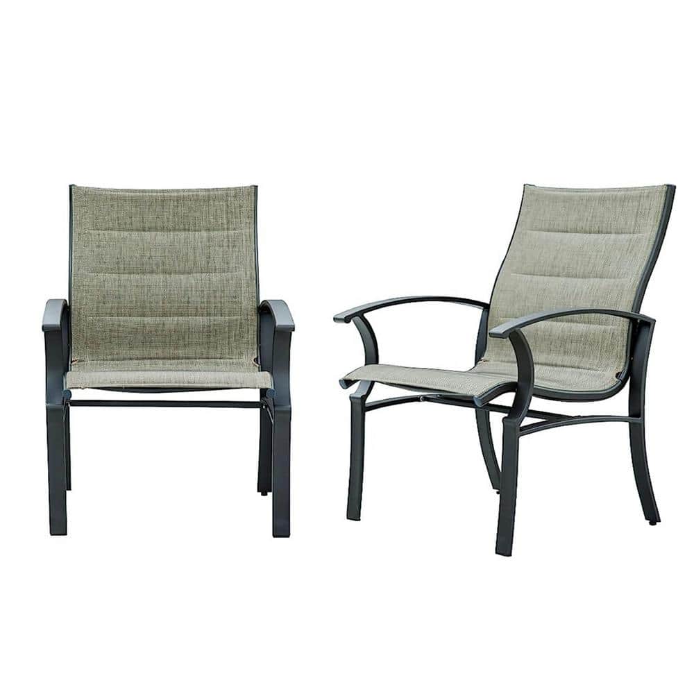 Durable Powder Coated Steel Frame Gray Outdoor Dining (Chair Set of 2)