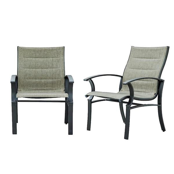 Unbranded Durable Powder Coated Steel Frame Gray Outdoor Dining (Chair Set of 2)