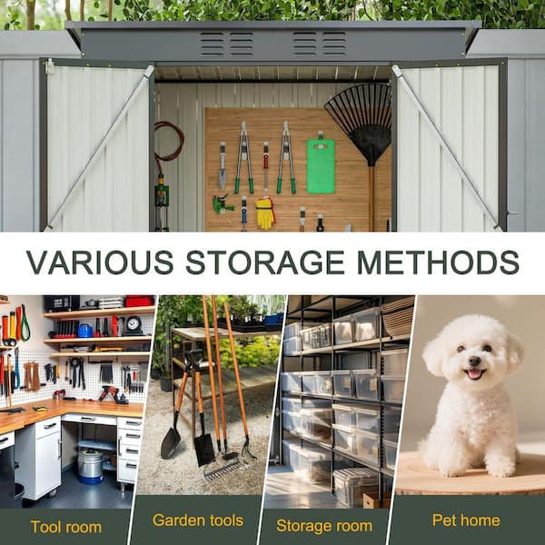Huluwat 6 ft. W x 4 ft. D Outdoor Metal Shed with Double Door, All