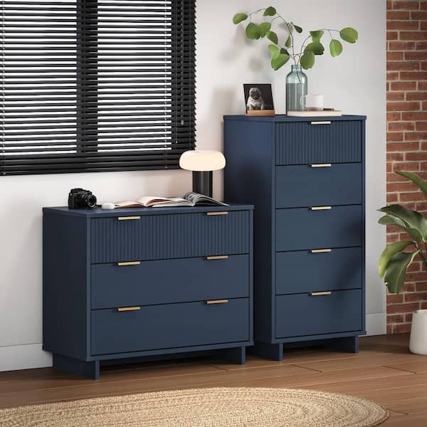 Manhattan Comfort Granville Midnight Blue 5-Drawer 23.62 in. W