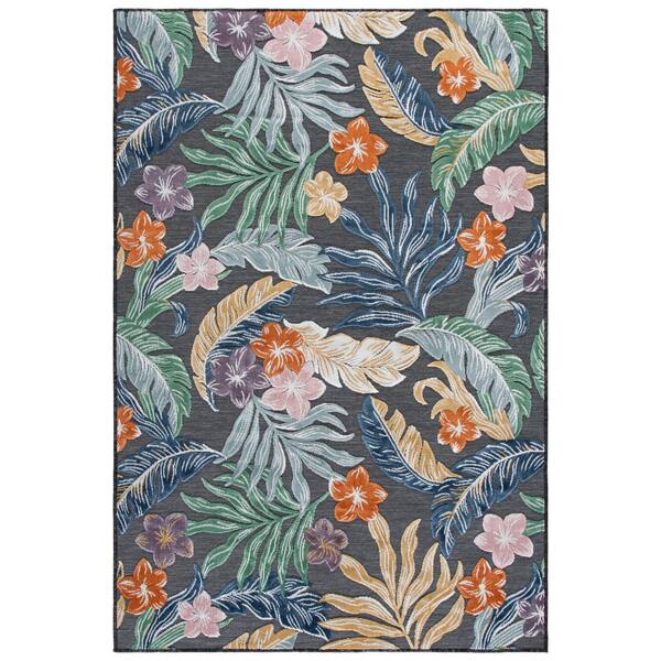 Cabana 5 x 8 Black/Multi Floral Area Rug