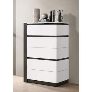 Summit Run 5-Drawer White and Metallic Gray Chest of Drawers (47.63 in. H X 31.5 in. W X 17.88 in. D)