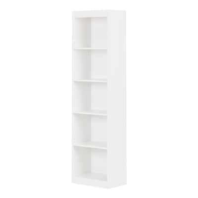68.25 in. White Wood 5-shelf Standard Bookcase with Adjustable Shelves