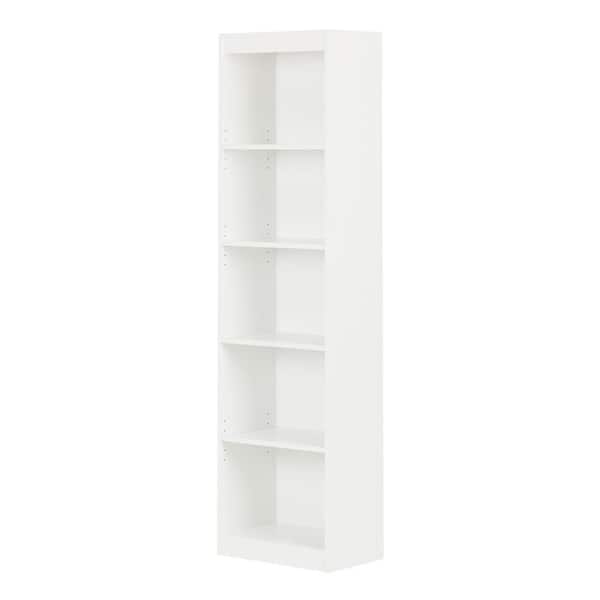 White Wood Bookcase 5-Shelf Standard Storage Bookshelf 