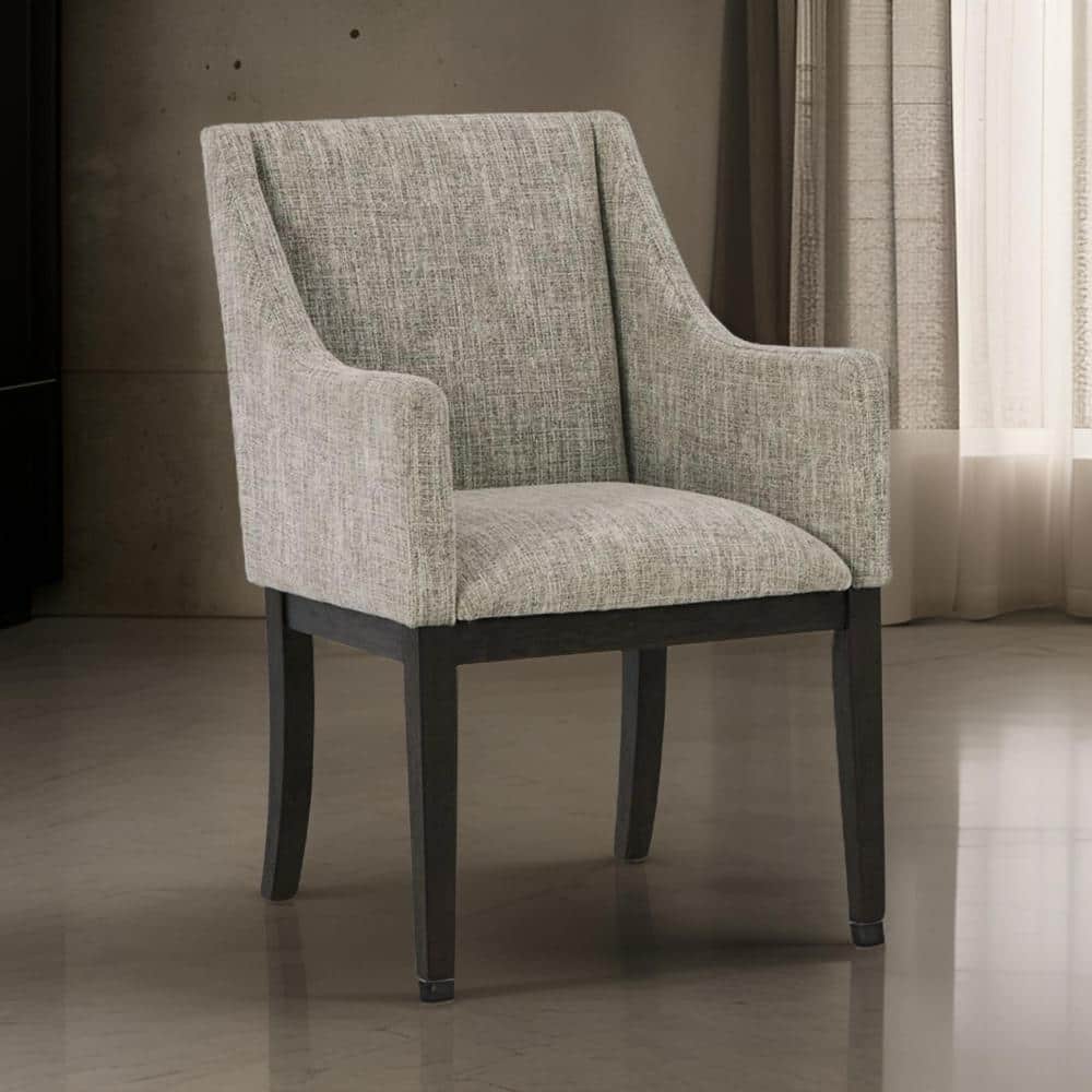 Beige and Brown Upholstered Wood Dining Armchair Set