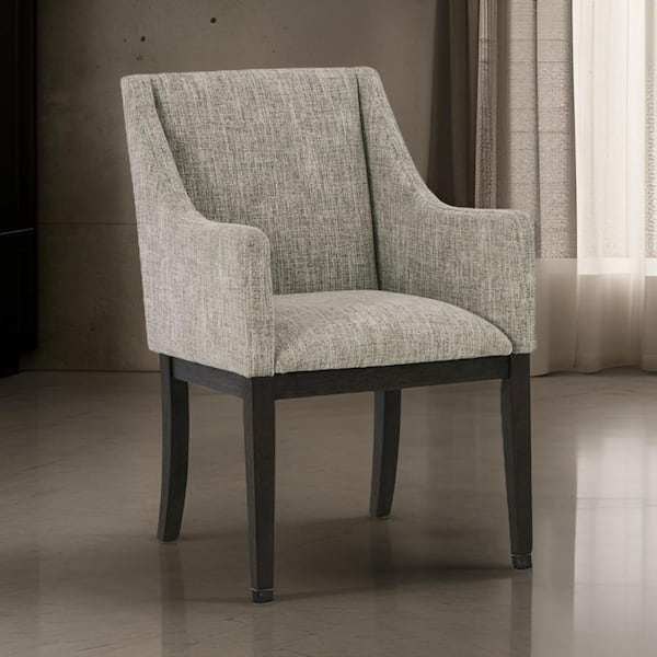 Benjara Beige and Brown Polyester Shelter Style Backrest Dining Armchair (Set of 2)